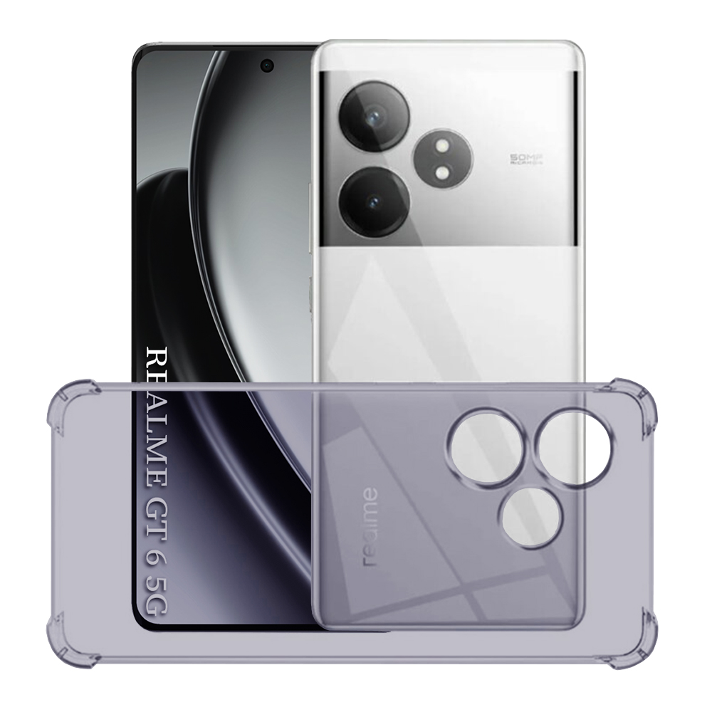Калъф за Realme GT 6 / GT 6T - Techsuit Shockproof Прозрачен Silicone - Smoke Черен