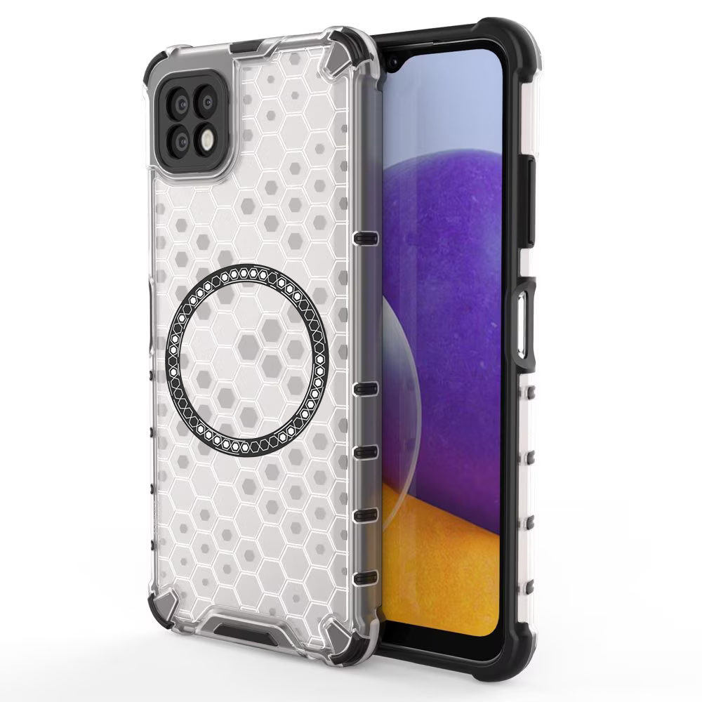 Прозрачен калъф за Samsung Galaxy A22 5G - Techsuit HoneyComb Shield MagSafe - Бял