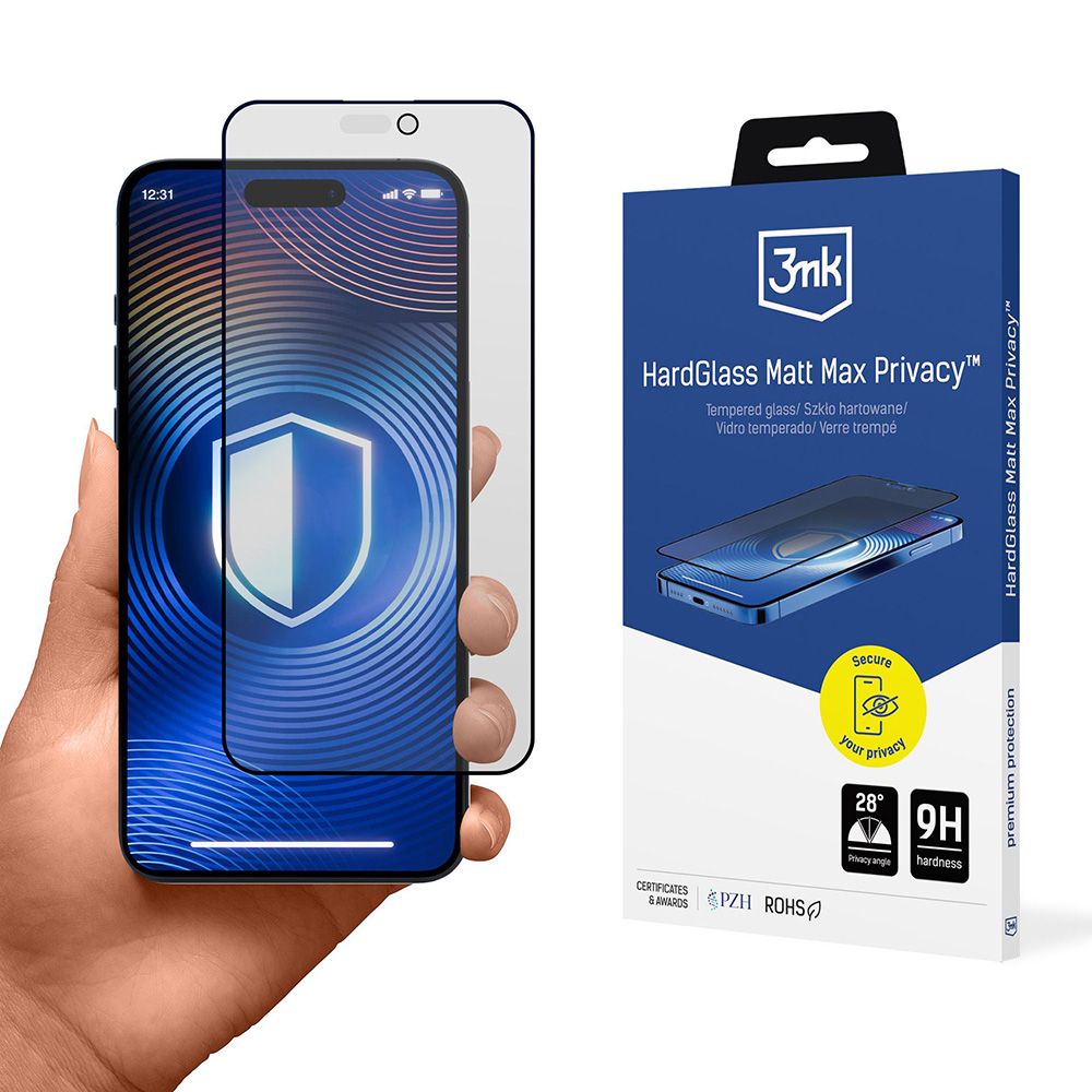 Калъф за iPhone 17 Pro Max - 3mk HardGlass Matt Matt Max закален протектор за екран - поверителност