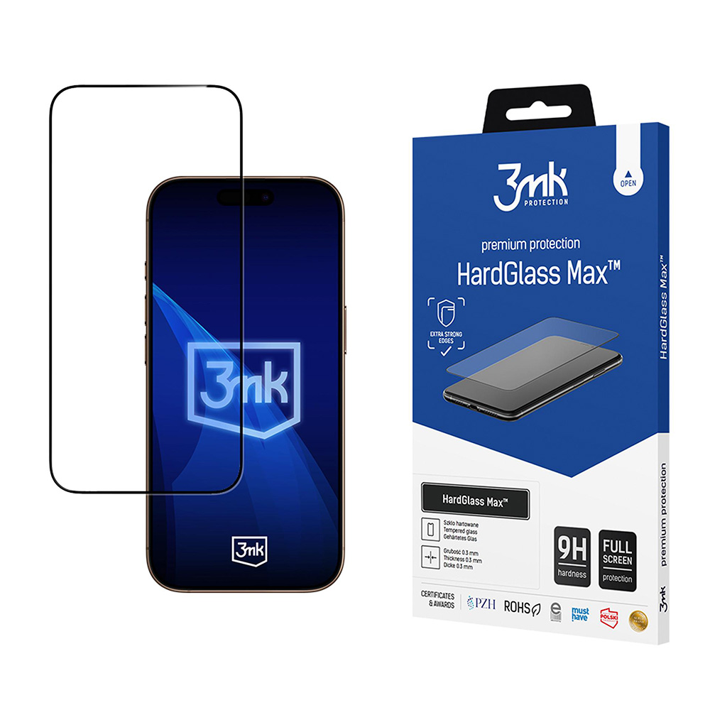 Калъф за iPhone 17 Pro Max - 3mk HardGlass Max Tempered Screen Protector - Черен