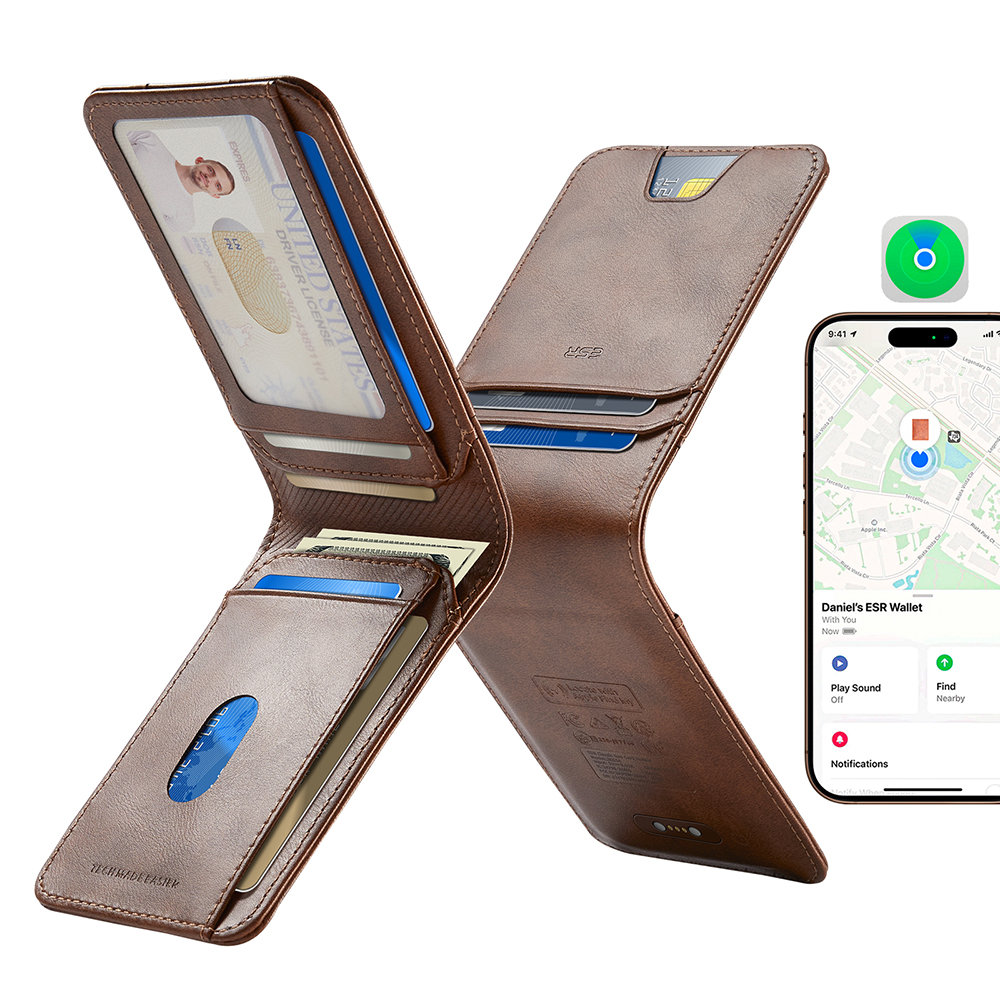 PU портфейл, Apple Find My, Card&Cash - ESR Classic Geo - Кафяв
