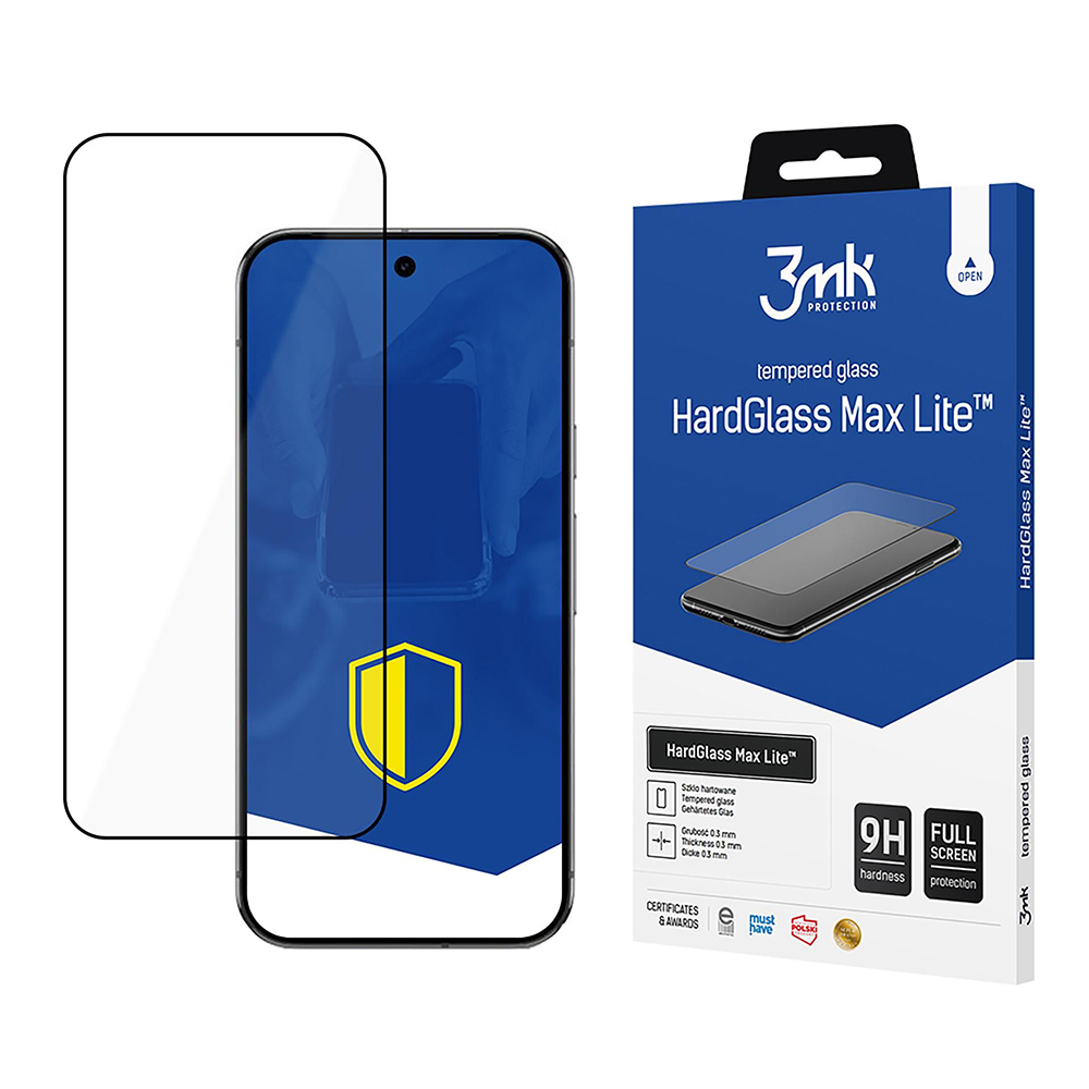 Калъф за Google Pixel 9 Pro XL - 3mk HardGlass Max Lite Screen Protector - Черен