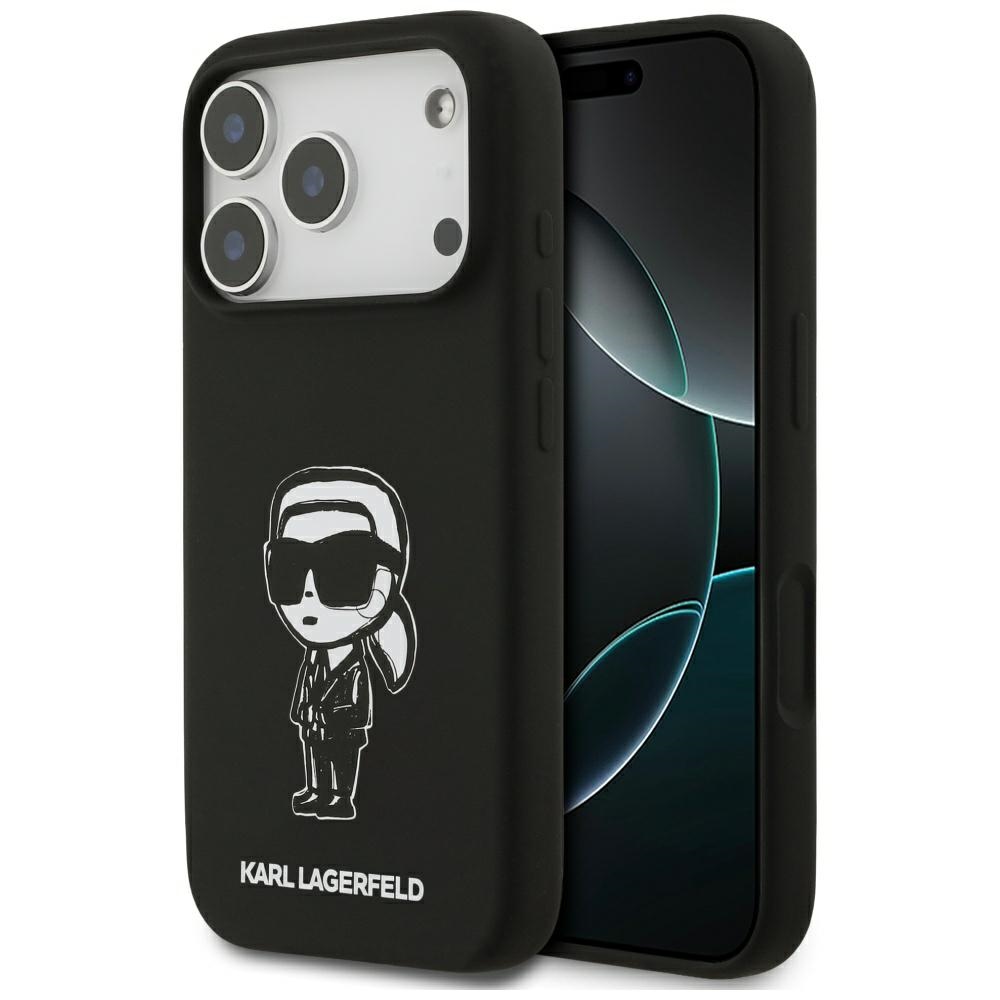 Калъф за iPhone 17 Pro - Karl Lagerfeld Silicone Sketch & Logo (KLHMP17LSKIGROK) - Черен Karl