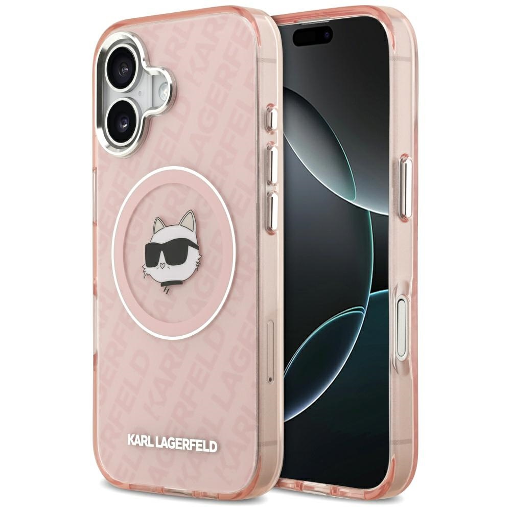 Калъф за iPhone 17 - Karl Lagerfeld IML MagSafe (KLHMP17SHMKBCHOP) - Розов Choupette`s Head