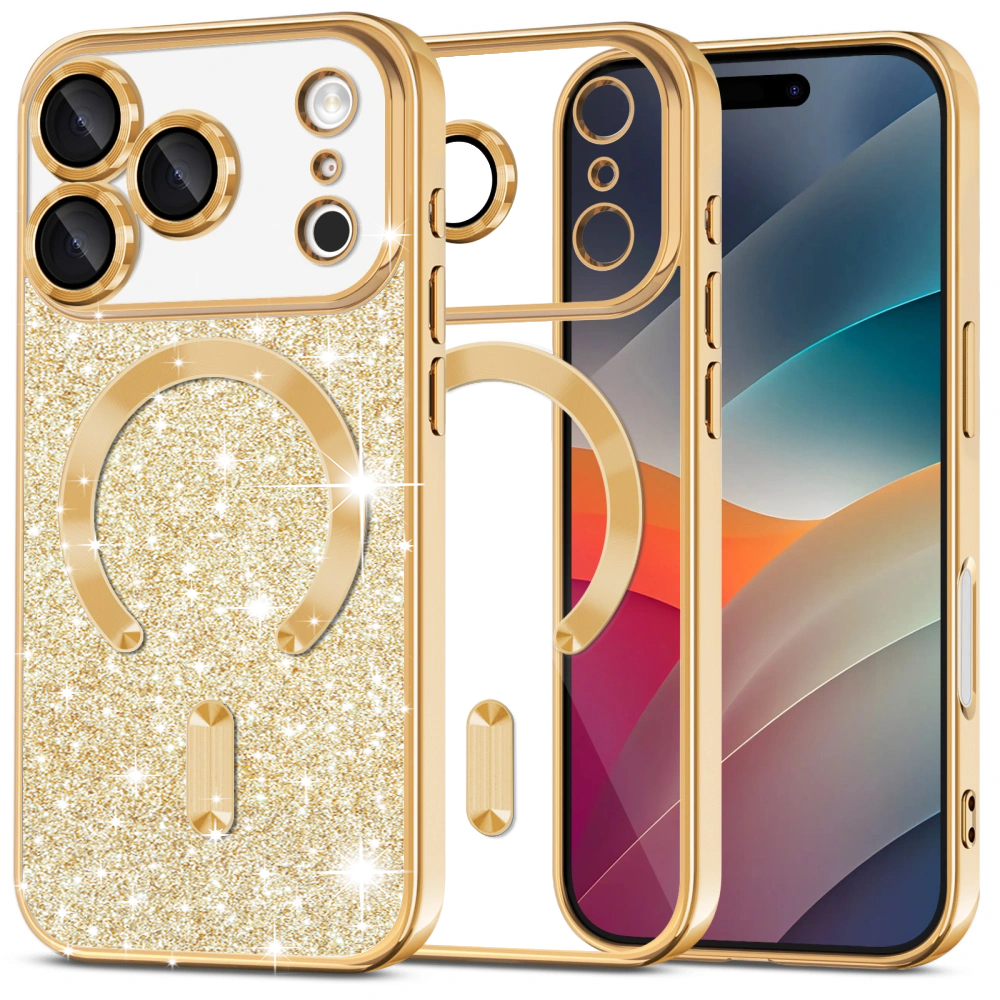 Калъф за iPhone 17 Pro - Techsuit Luxury Glitter MagSafe - златен