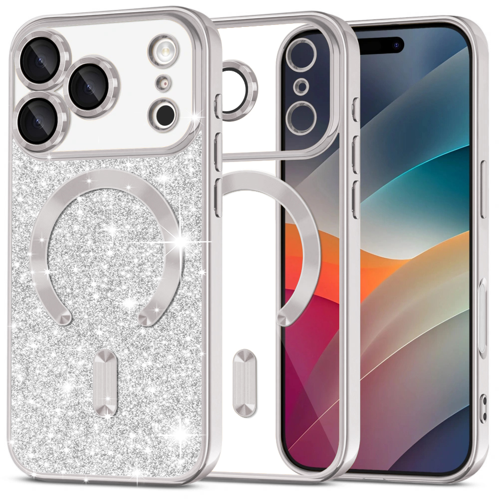 Калъф за iPhone 17 Pro - Techsuit Luxury Glitter MagSafe - Сребрист