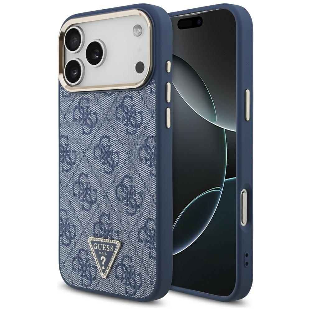 Калъф за iPhone 17 Pro - Guess Hardcase 4G Triangle Triangle Logo MagSafe (GUHMP17LP4GTGTDGMB) - Син