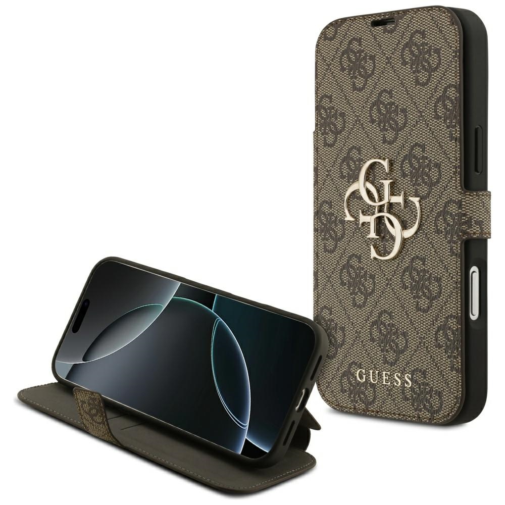 Калъф за iPhone 17 Pro Max - Guess Book 4G Metal Logo (GUBKP17X4GMGMGBR) - Кафяв