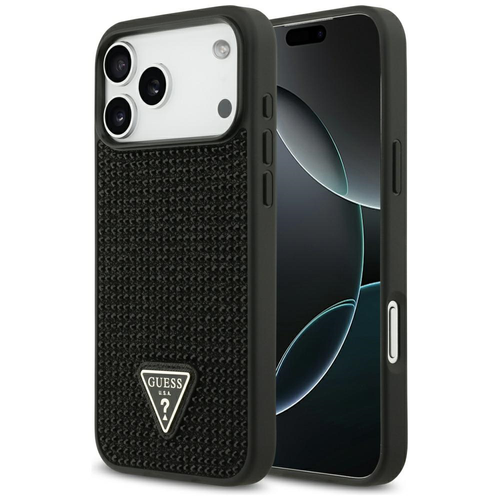Калъф за iPhone 17 Pro Max - Guess Rhinestone Triangle Logo (GUHCP17XHDHDGTPK) - Черен