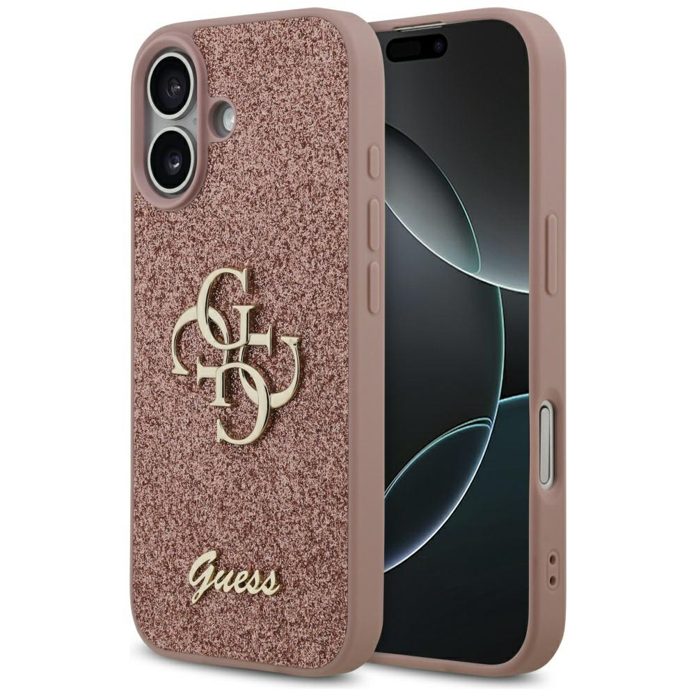 Калъф за iPhone 17 - Guess Fixed Glitter Big 4G (GUHCP17SHG4SGP) - Розов