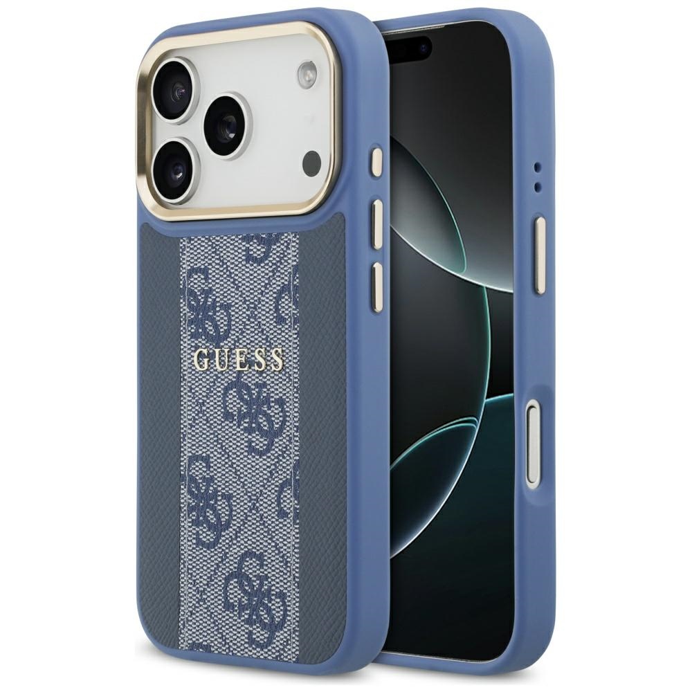 Калъф за iPhone 17 Pro Max - Guess Hardcase 4G Stripe MagSafe (GUHMP17XPG4SEMCB) - Син