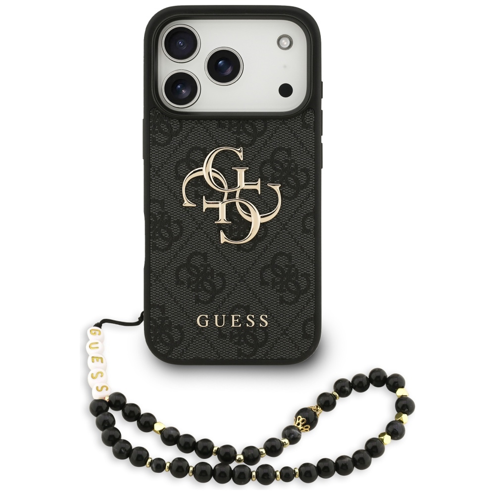 Калъф за iPhone 17 Pro Max - Guess Hardcase 4G Classic Classic Logo with Strap (GUHCP17XP4GMGSK) - Черен