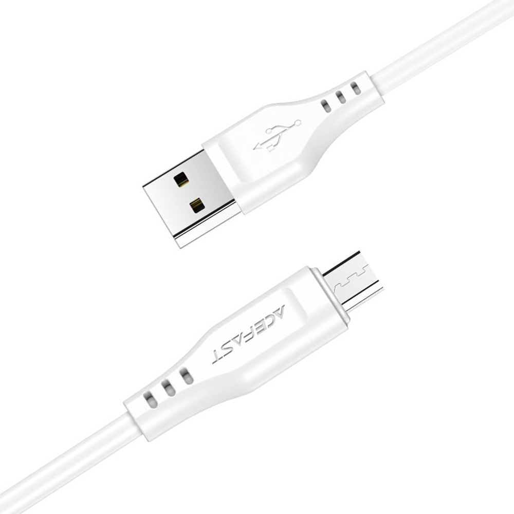USB към Micro-USB захранващ кабел, 2.4A, 480Mbps, 1.2m - Acefast (C3-09) - Бял