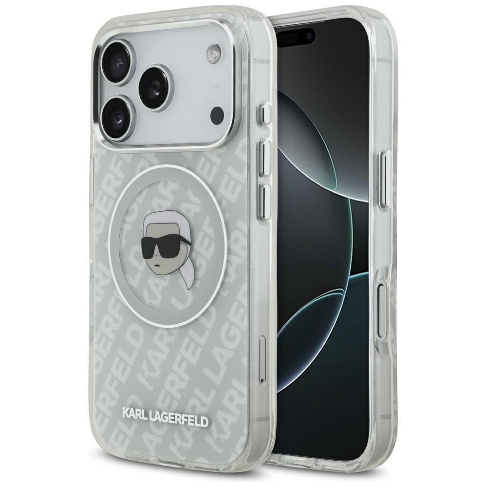 Калъф за iPhone 17 Pro Max - Karl Lagerfeld IML Karl Head Karl Head Logo MagSafe (KLHMP17XHMMKBKHOG) - Сив