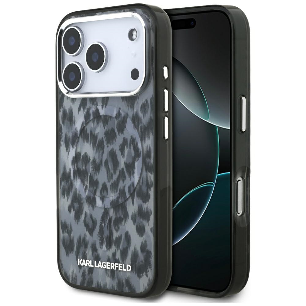 Калъф за iPhone 17 Pro - Karl Lagerfeld IML Leopard Pattern MagSafe (KLHMP17LHDLEOICK) - Черен
