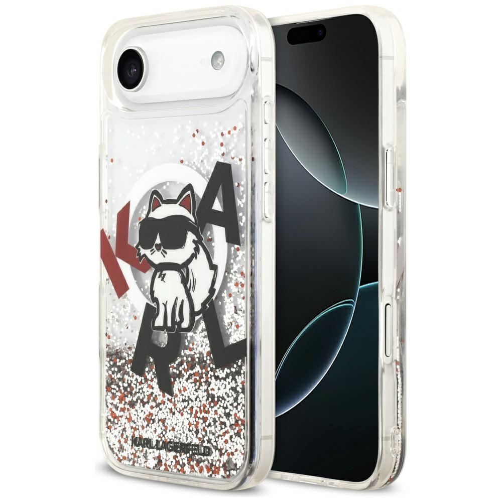 Калъф за iPhone 17 Air - Karl Lagerfeld Liquid Glitter Choupette Logo MagSafe (KLHMP17MLCHCHSCTDT) - Прозрачен