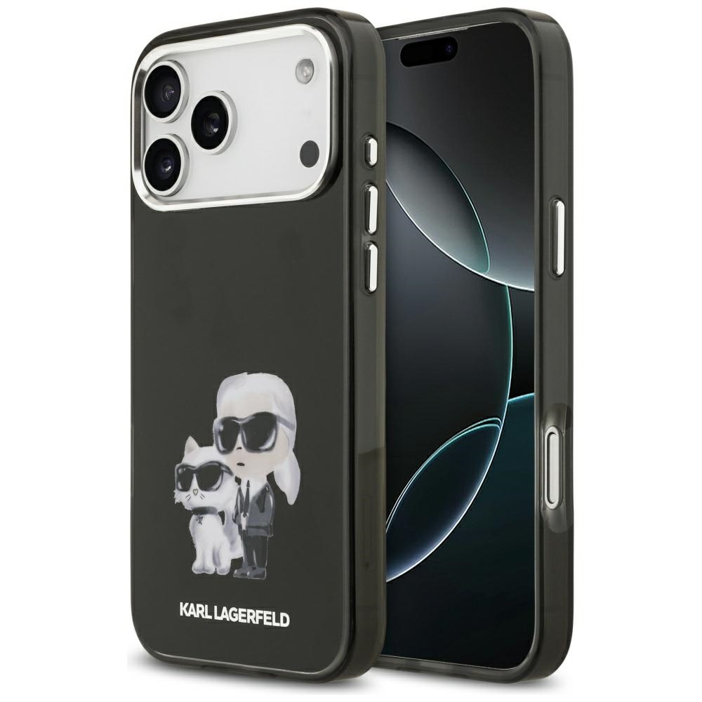 Калъф за iPhone 17 Pro Max - Karl Lagerfeld IML IML Aquarelle Karl & Choupette & Logo MagSafe (KLHMP17XHMKKCAQOK) - Черен