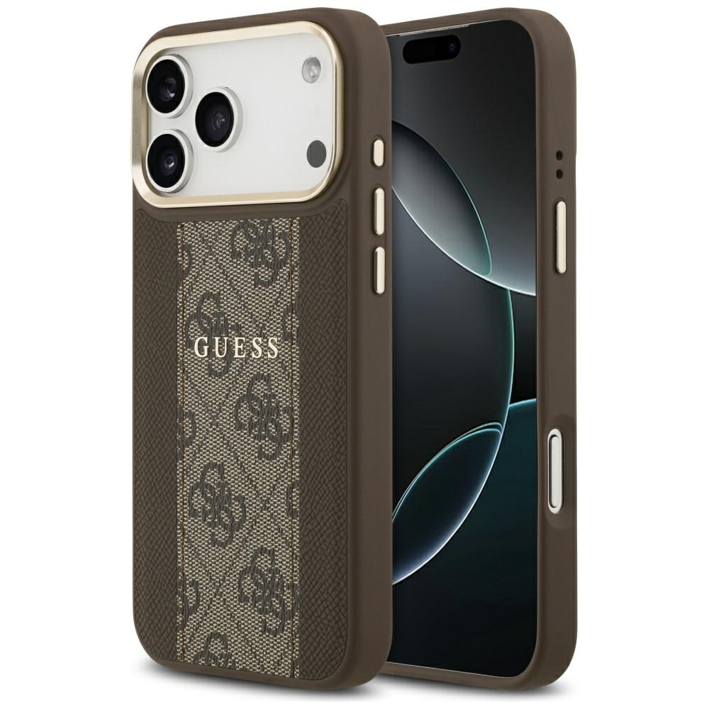 Калъф за iPhone 17 Pro Max - Guess Hardcase 4G Stripe MagSafe (GUHMP17XPG4SEMCW) - Кафяв