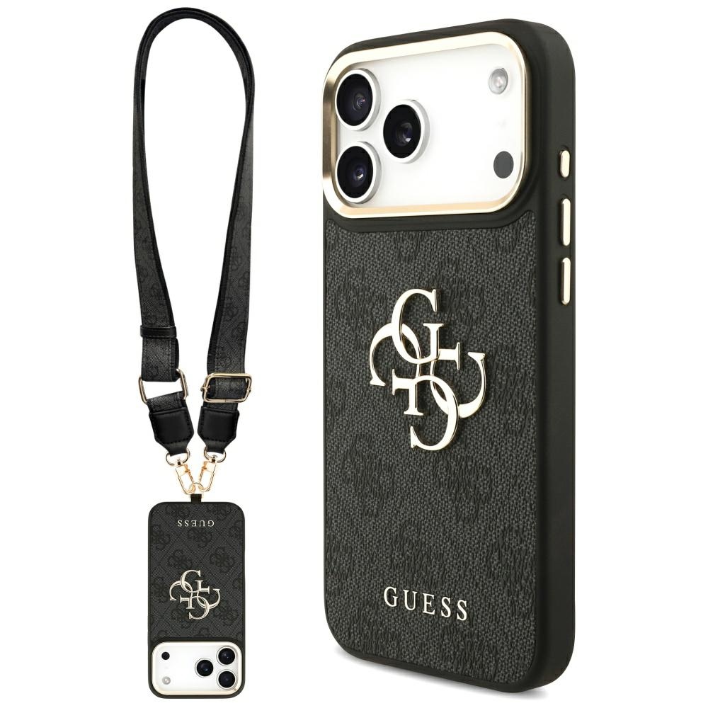 Калъф за iPhone 17 Pro Max - Guess Big 4G Classic Logo with Big Strap Metal Buttons (GUHCP17XP4G4BCSK) - Черен