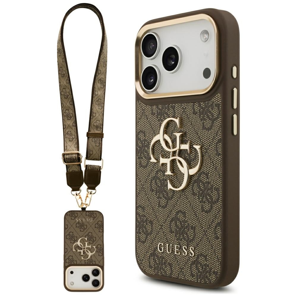 Калъф за iPhone 17 Pro - Guess Big 4G Classic Logo with Big Strap Metal Buttons (GUHCP17LP4G4G4BCSW) - Кафяв