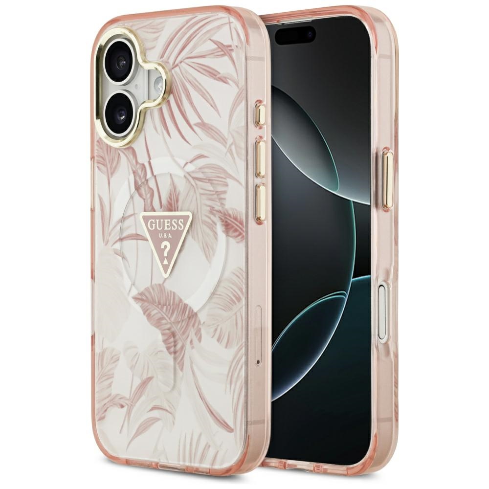 Калъф за iPhone 17 - Guess Jungle Jungle Tonal Triangle MagSafe (GUHMP17SHMILVVTGP) - Розов