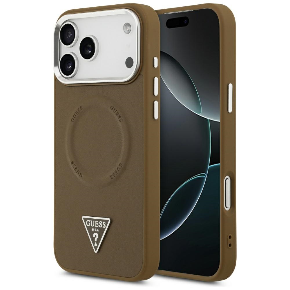 Калъф за iPhone 17 Pro - Guess Hardcase Triangle Logo MagSafe (GUHMP17LPSDTSCMW) - Кафяв