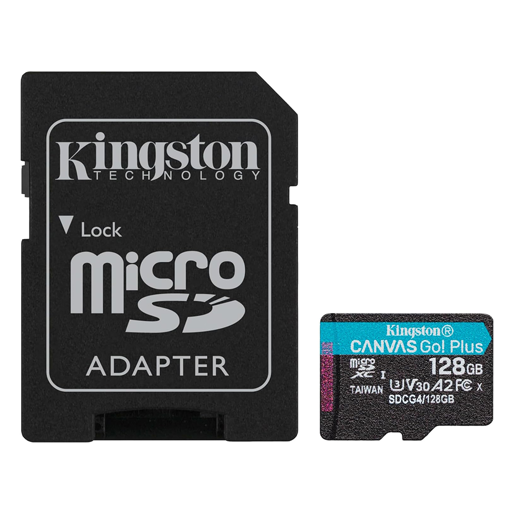 Карта памет с адаптер, 128GB - Kingston Canvas Go Plus (SDCG4/128GB) - Черен