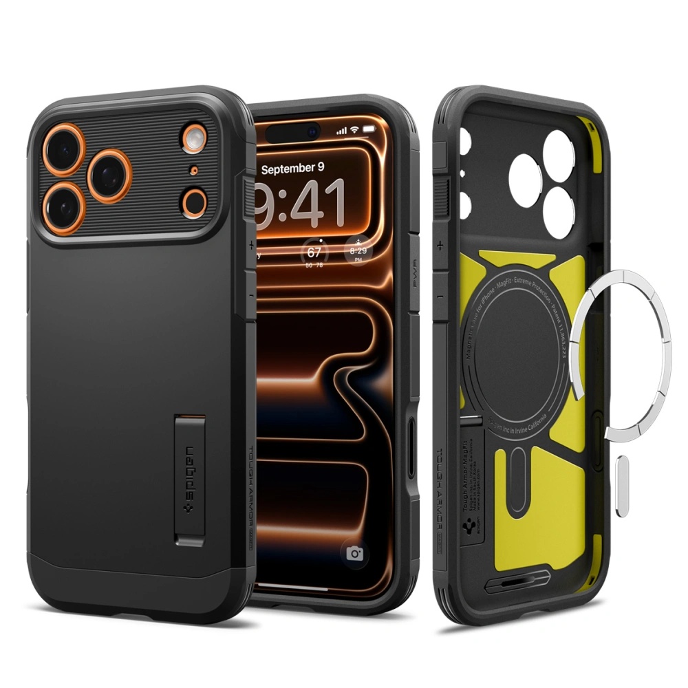 Калъф за iPhone 17 Pro Max - Spigen Tough Armor "T" MagSafe (ACS10297) - Черен