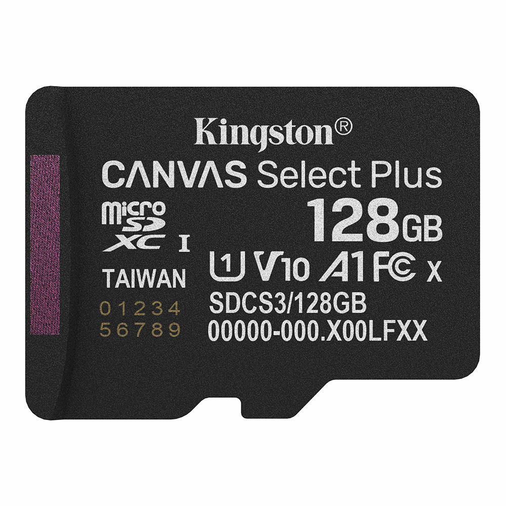 Карта с памет, MicroSDXC, Class 10, 128GB - Kingston Canvas Select Plus (SDCS3/128GBSP) - Черен