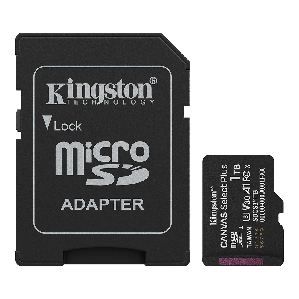 Карта с памет с адаптер, 1TB - Kingston Canvas Select Plus (SDCS3/1TB) - Черен
