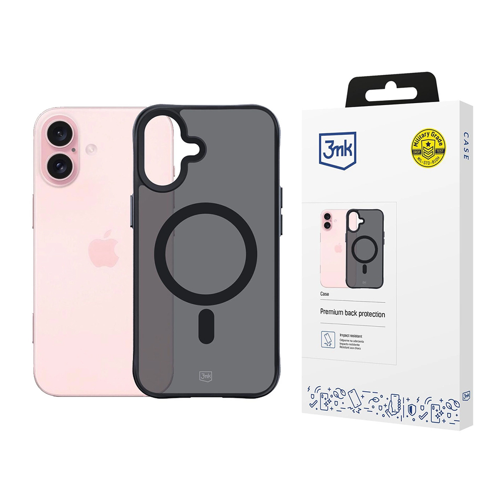 Калъф за iPhone 16 - 3mk Smoke MagCase - Черен