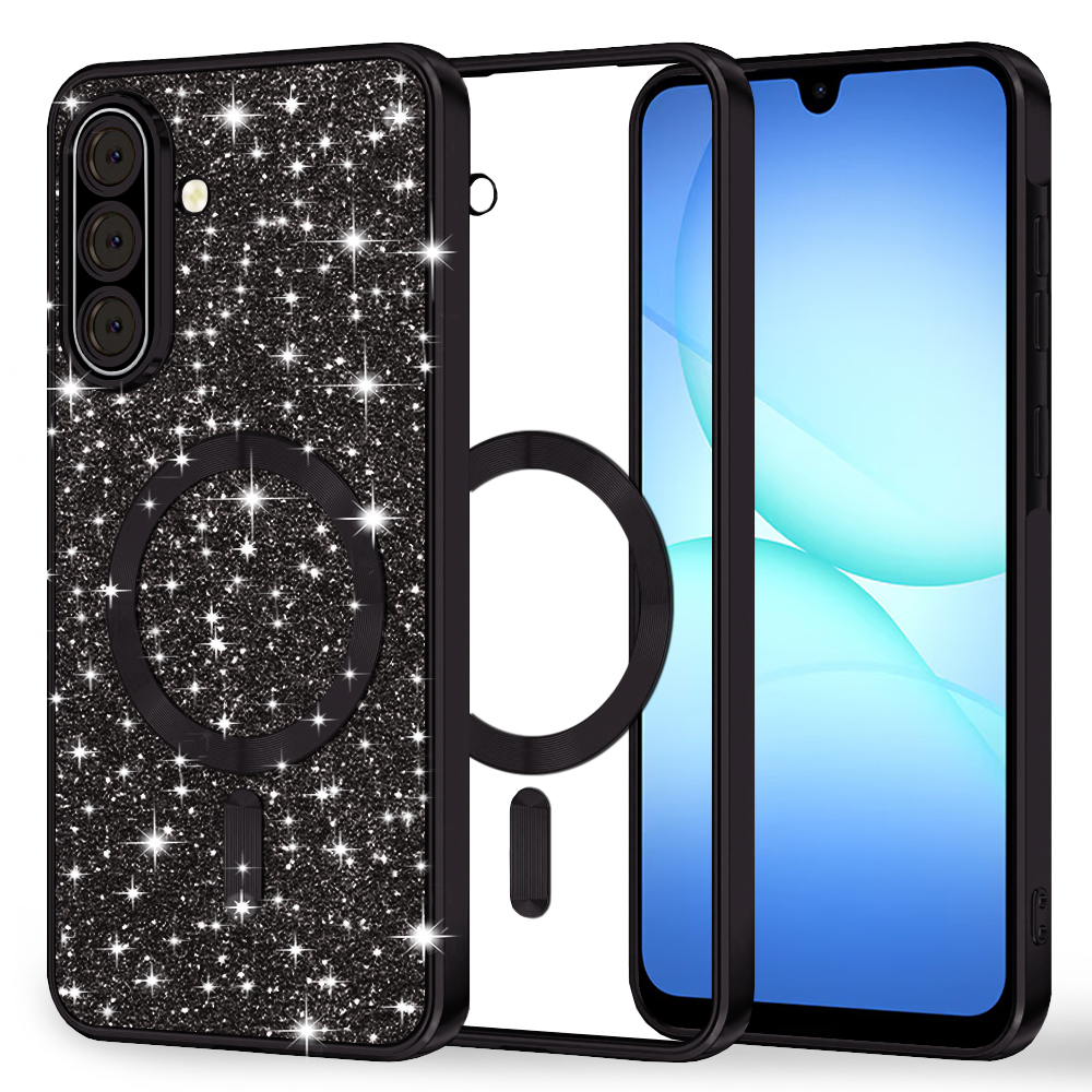 Калъф за Samsung Galaxy A17 5G / A17 4G / M17 / F17 - Techsuit Luxury Glitter MagSafe MagSafe - Черен