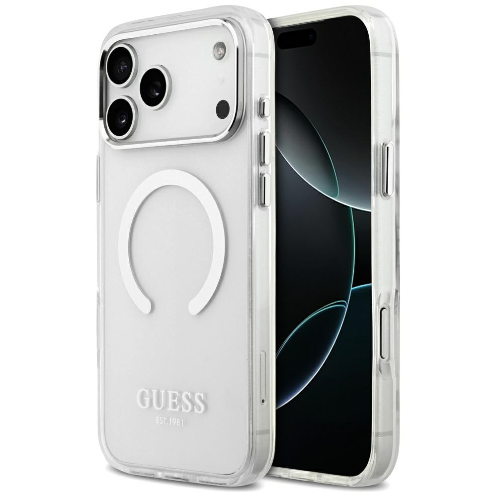 Калъф за iPhone 17 Pro Max - Guess Metal Outline MagSafe (GUHMP17XHTRMS) - Сребрист
