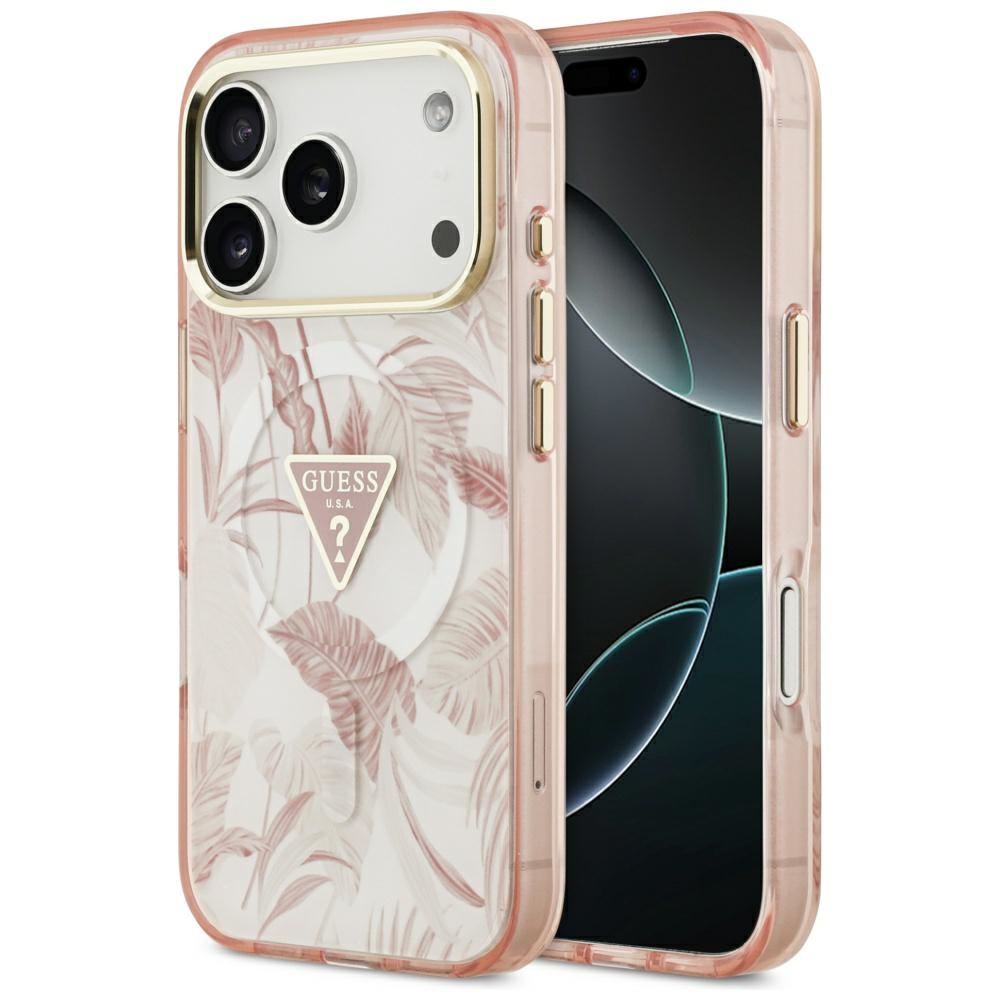 Калъф за iPhone 17 Pro Max - Guess Jungle Tonal Triangle MagSafe (GUHMP17XHHMILVVTGP) - Розов