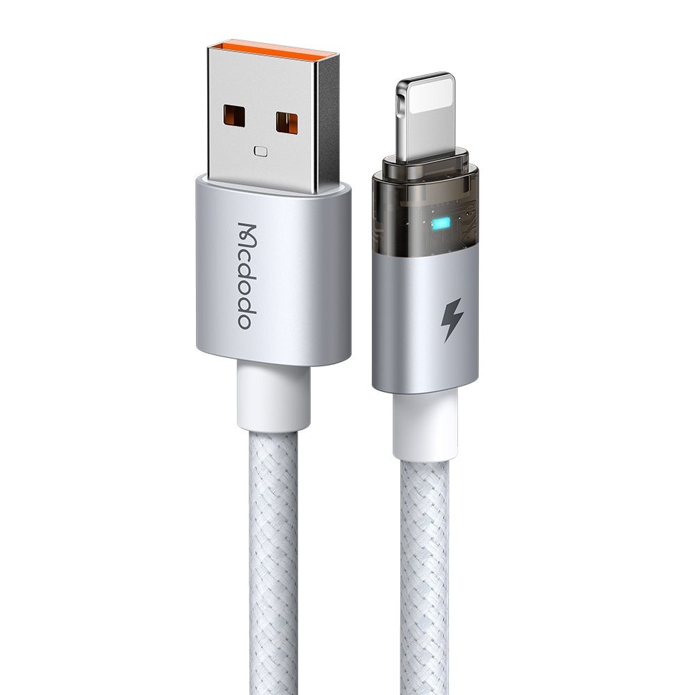 Кабел, USB-A към Lightning, прозрачен, 3A, 1,2 м - Mcdodo (CA-6912) - Бял