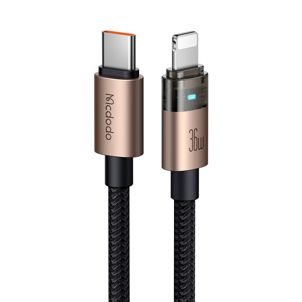 Кабел, USB-C към Lightning, прозрачен, 36 W, 1,2 м - Mcdodo (CA-6941) - Desert Златист