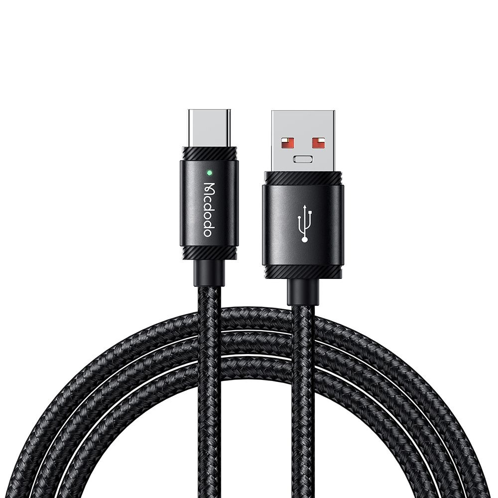 Кабел, USB-A към USB-C, Бързо зареждане, 6A, 120W, LED индикатор, 1,5 м - Mcdodo (CA-4730) - Черен