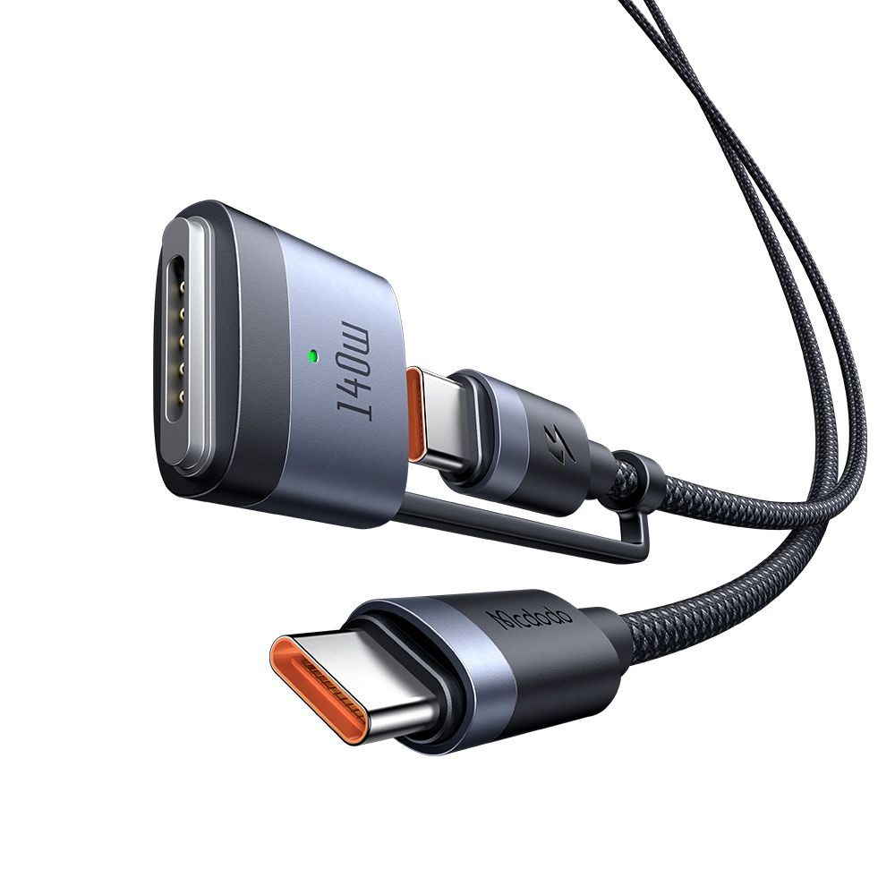 Кабел, USB-C към USB-C + MagSafe 3, 240 W, LED индикатор, 2 м - Mcdodo (CA-0140) - Черен