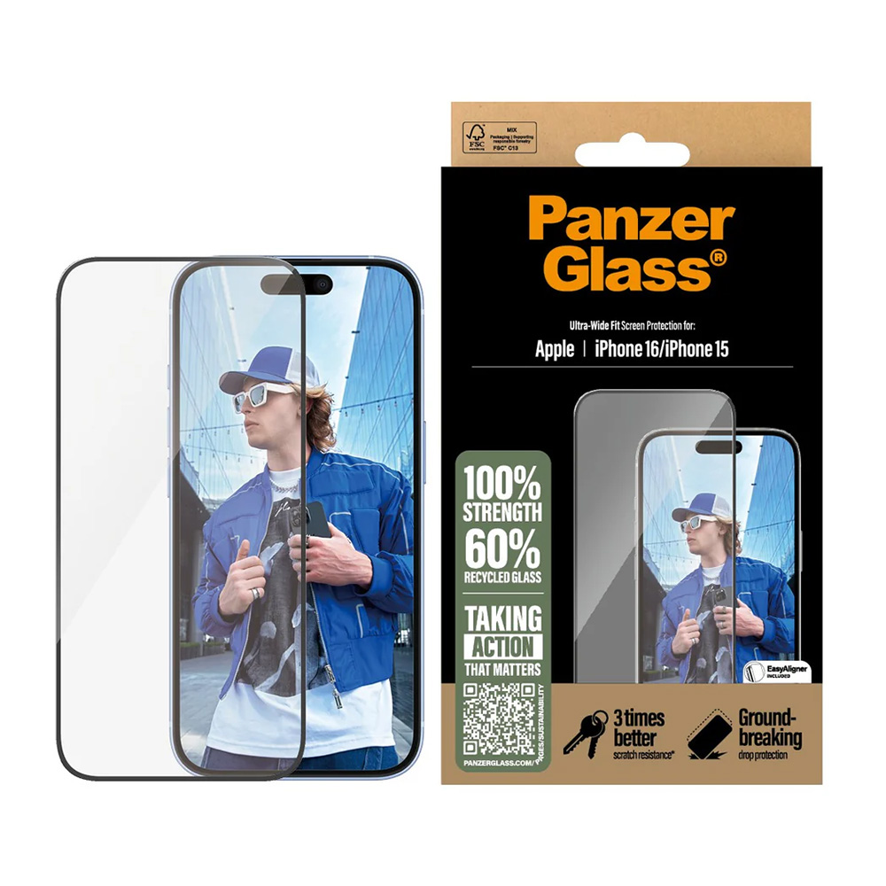Folie PanzerGlass® Ultra-Wide Fit Screen Protector iPhone 16 / iPhone 15