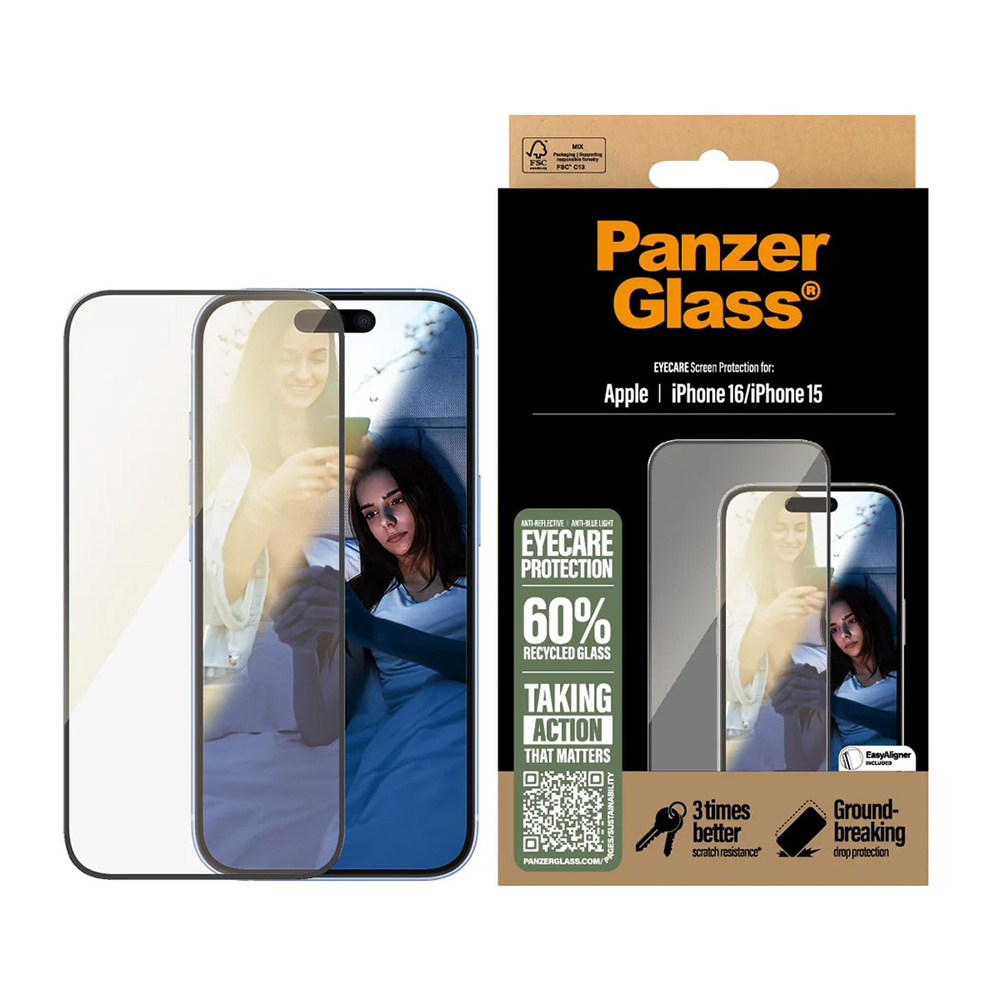 Folie PanzerGlass® Ultra-Wide Fit EyeCare Screen Protector iPhone 16 / iPhone 15