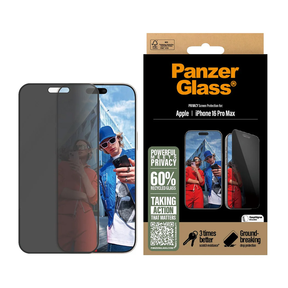 Folie PanzerGlass® Ultra-Wide Fit Privacy Screen Protector w. EasyAligner iPhone 16 Pro Max