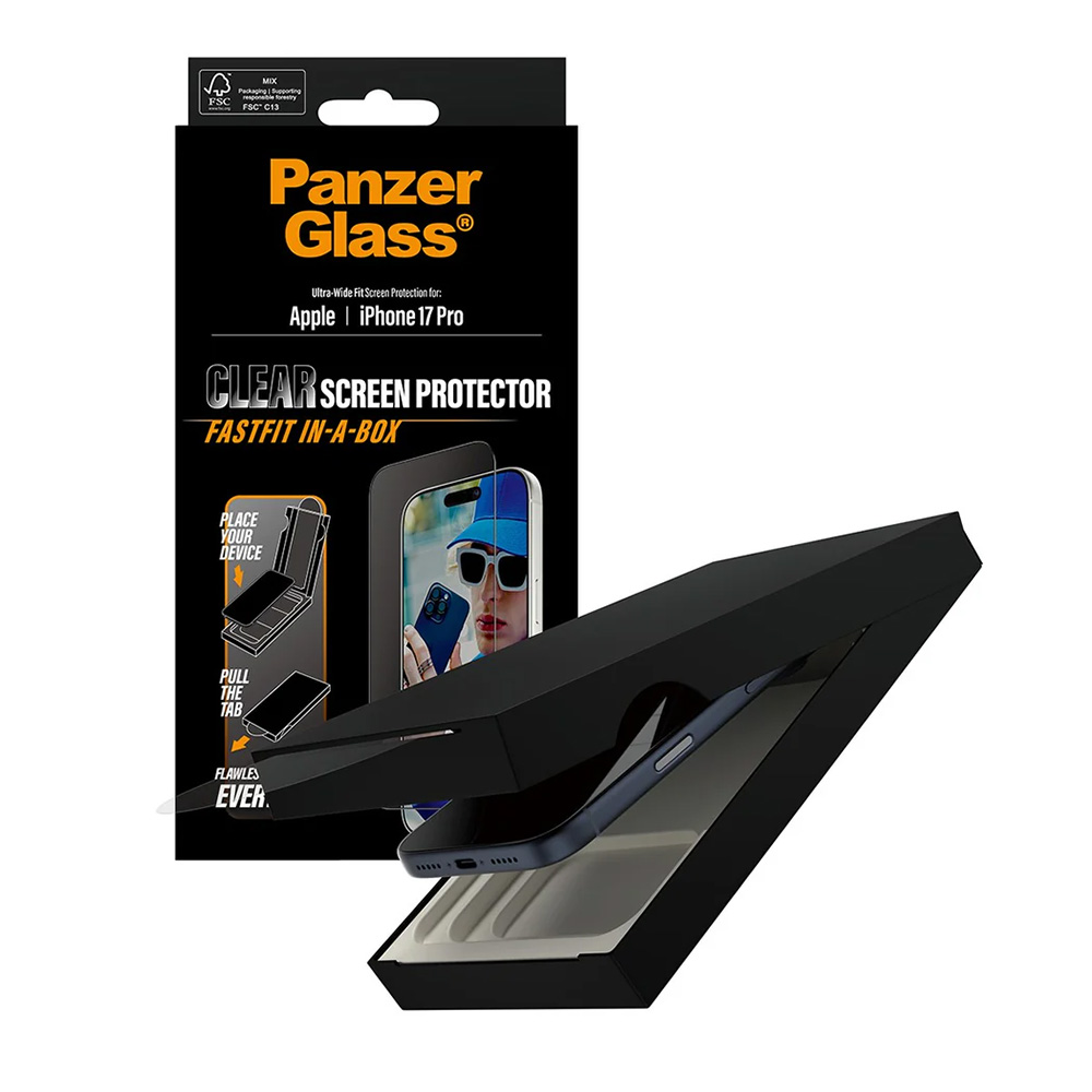 Folie PanzerGlass® Ultra-Wide Fit Screen Protector w. FASTFIT IN-A-BOX iPhone 17 Pro