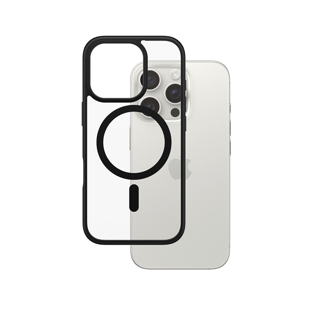 Husă PanzerGlass® HardCase Black MagSafe & Frame Series iPhone 16 Pro Transparenta