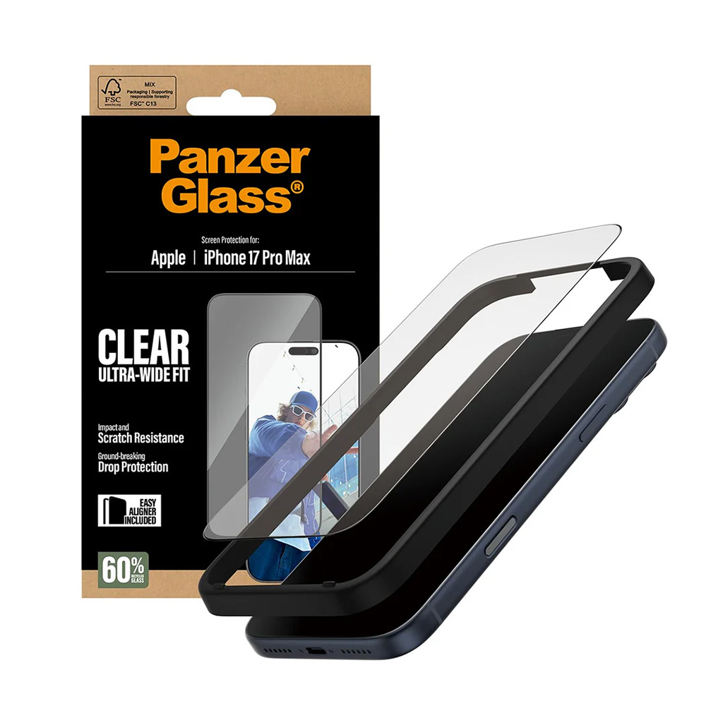 Folie PanzerGlass® Ultra-Wide Fit Screen Protector w. EasyAligner iPhone 17 Pro Max