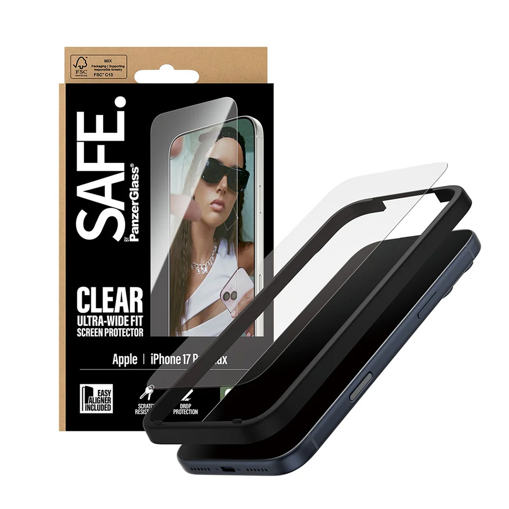 Folie PanzerGlass® SAFE. Ultra-Wide Fit Screen Protector w. EasyAligner iPhone 17 Pro Max