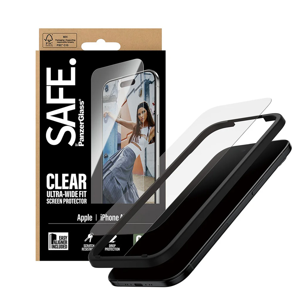 Folie PanzerGlass® SAFE. Ultra-Wide Fit Screen Protector w. EasyAligner iPhone 17 Air