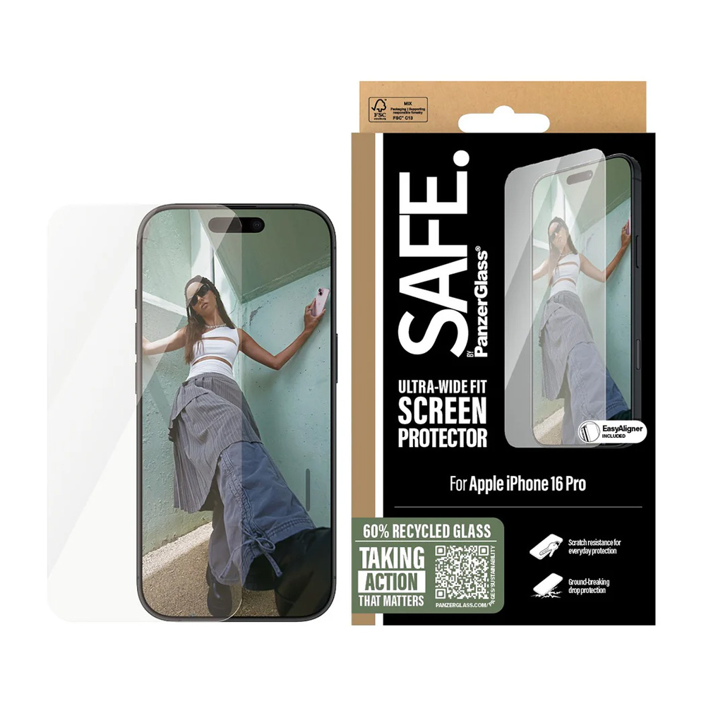 Folie PanzerGlass® SAFE. Ultra-Wide Fit Screen Protector iPhone 16 Pro