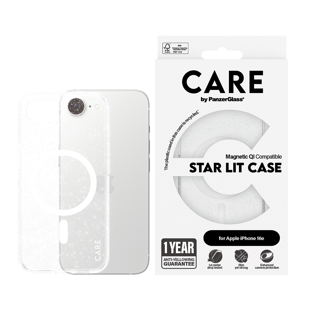 Utilizare husă PanzerGlass® CARE Flagship Urban Combat Star Lit w. White Qi Compatible iPhone 16e / iPhone 17e