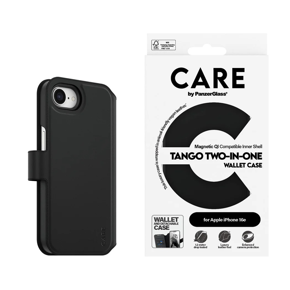 Utilizare husă PanzerGlass® CARE Feature Case Tango Two-in-One Wallet iPhone 16e / iPhone 17e