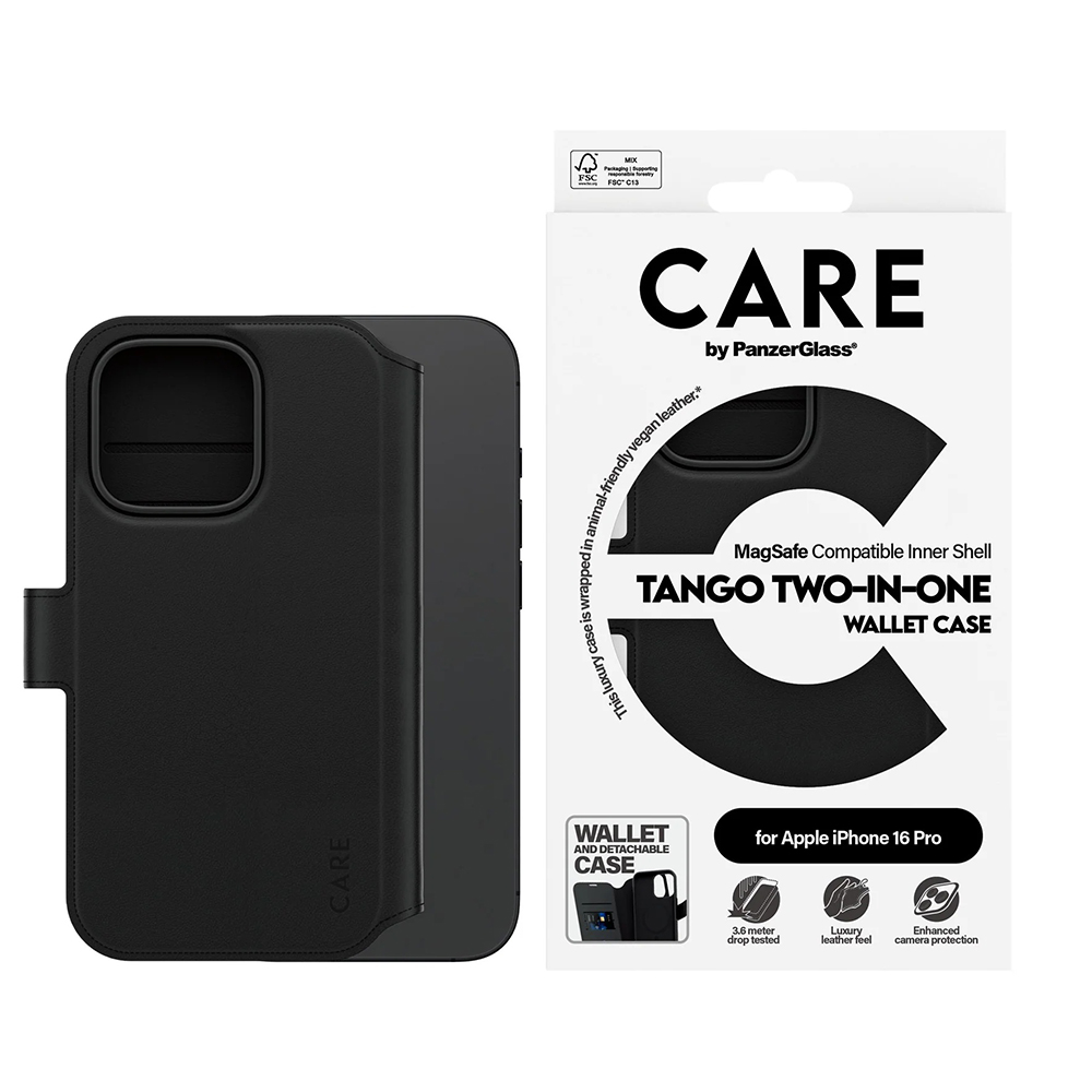 Utilizare husă PanzerGlass® CARE Feature MagSafe Case Tango Two-in-One Wallet iPhone 16 Pro